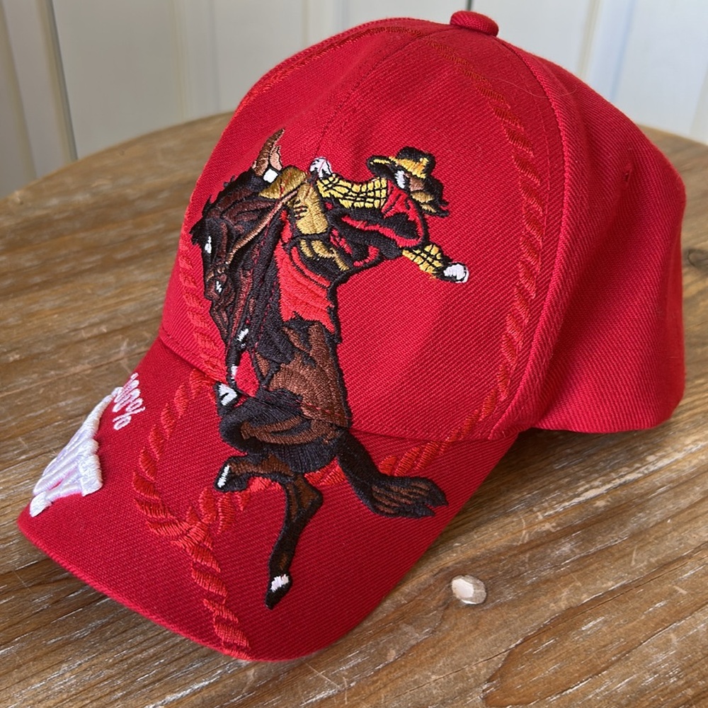 Red Cowboy Embroidered Cap. 100% Cowboy. - Picture 4 of 17